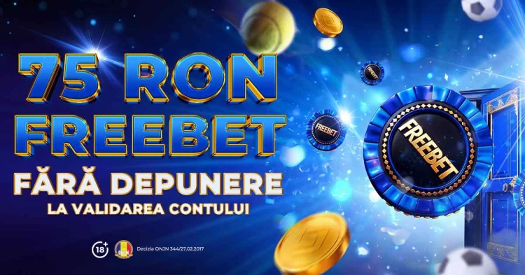 WinBoss freebet fără depunere: 75 RON la cont nou validat