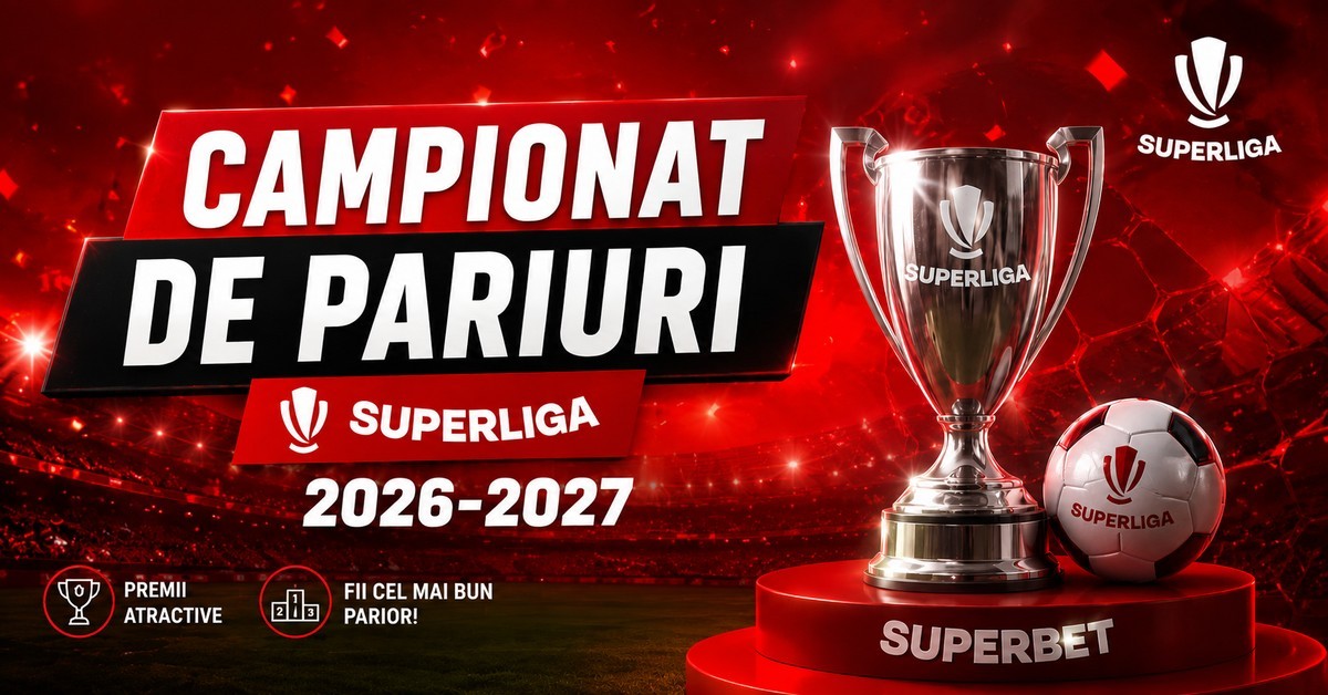 Banner pentru Campionatul de Pariuri SuperLiga 2026-2027, competiție dedicată pariorilor cu premii și clasament bazat pe rezultatele din SuperLiga României