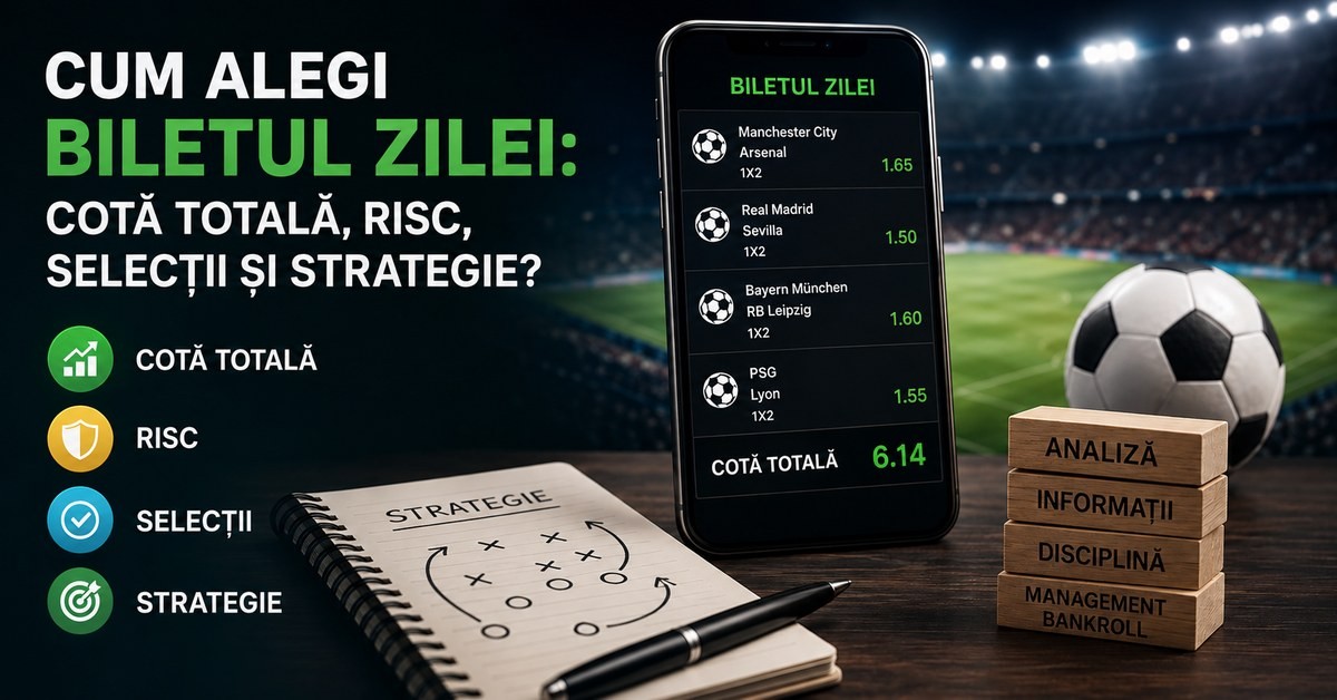 Cum alegi biletul zilei: cotă totală, risc, selecții și strategie?